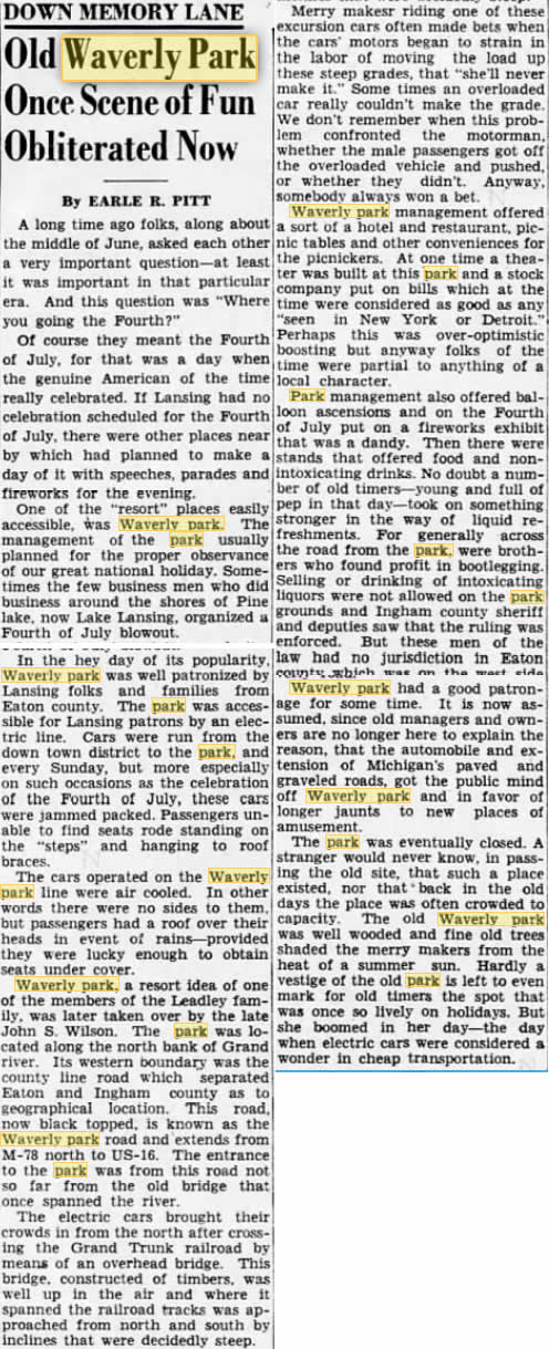 Waverly Park - Sept 15 1946 Article